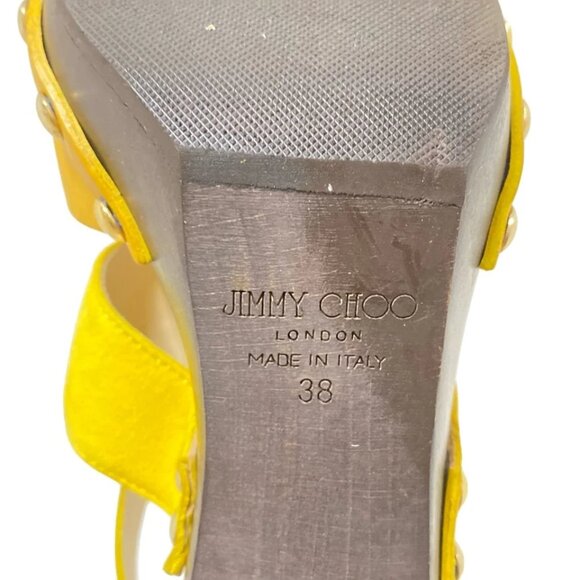 JIMMY CHOO - Yellow Leather Suede Women's Sandals 94-080125 - Picture 8 of 8